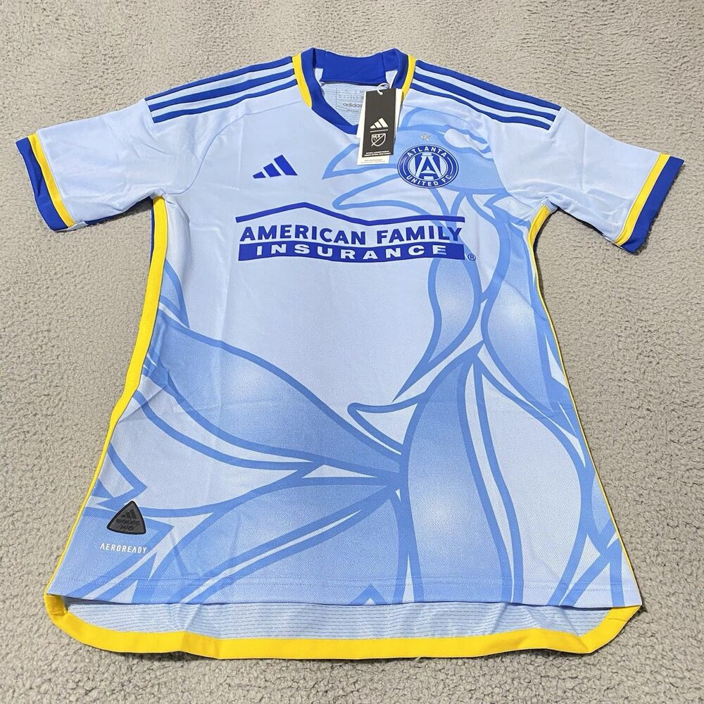 Atlanta United Resurgens Jersey Adidas Authentic Mens Small Blue Yellow Slim NEW